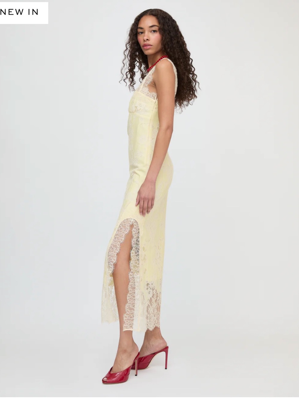 Hill House Home The Alba Dress in Yellow Trailing Lace Yellow White Size Medium - Picture 5 of 6